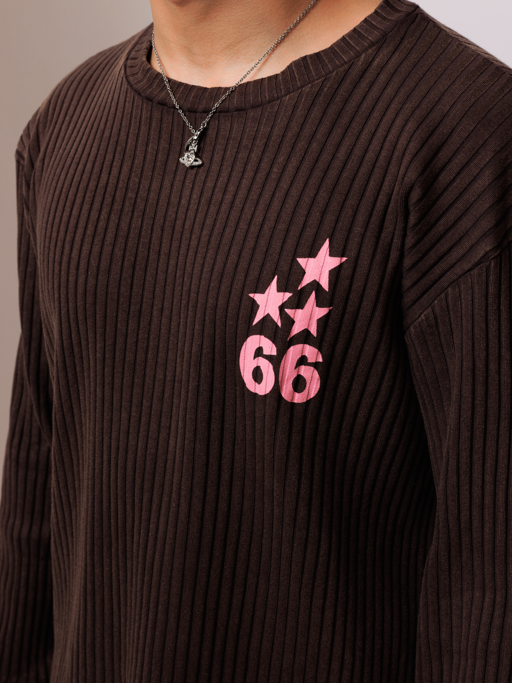 Brown Washed Ribbed Tee - Limited Edition