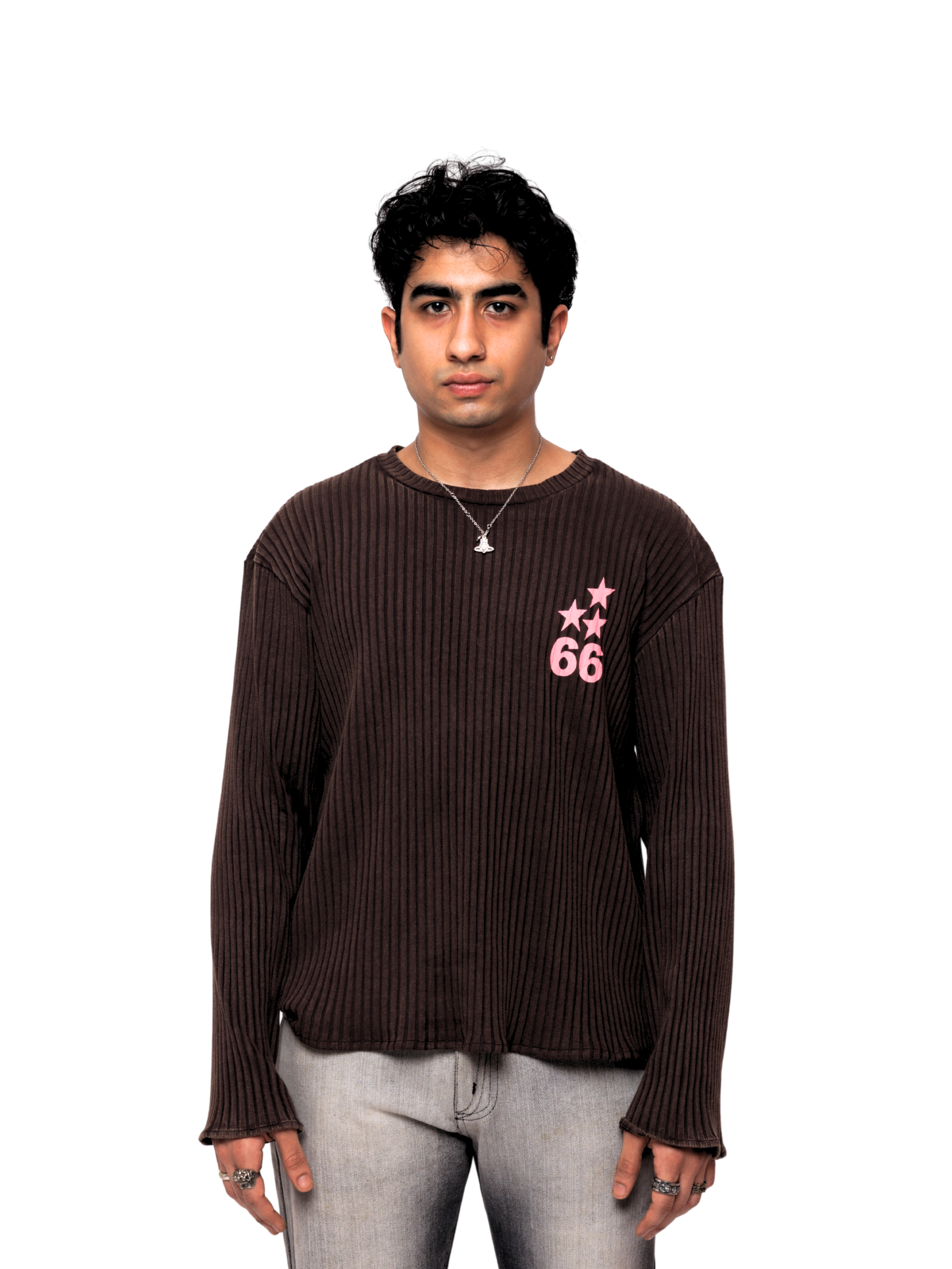 Brown Washed Ribbed Tee - Limited Edition