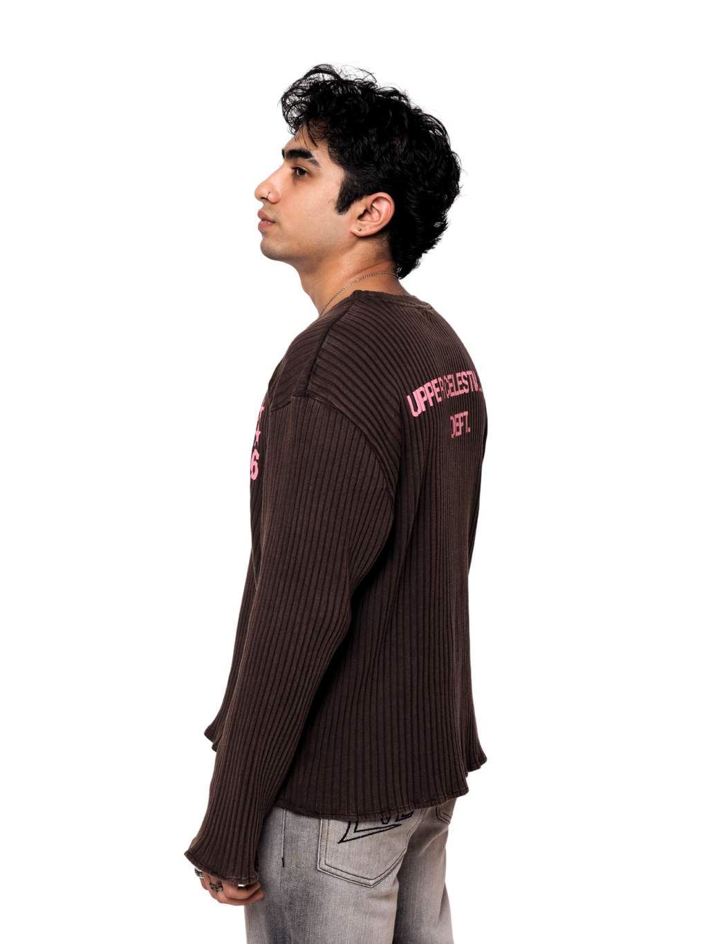 Brown Washed Ribbed Tee - Limited Edition