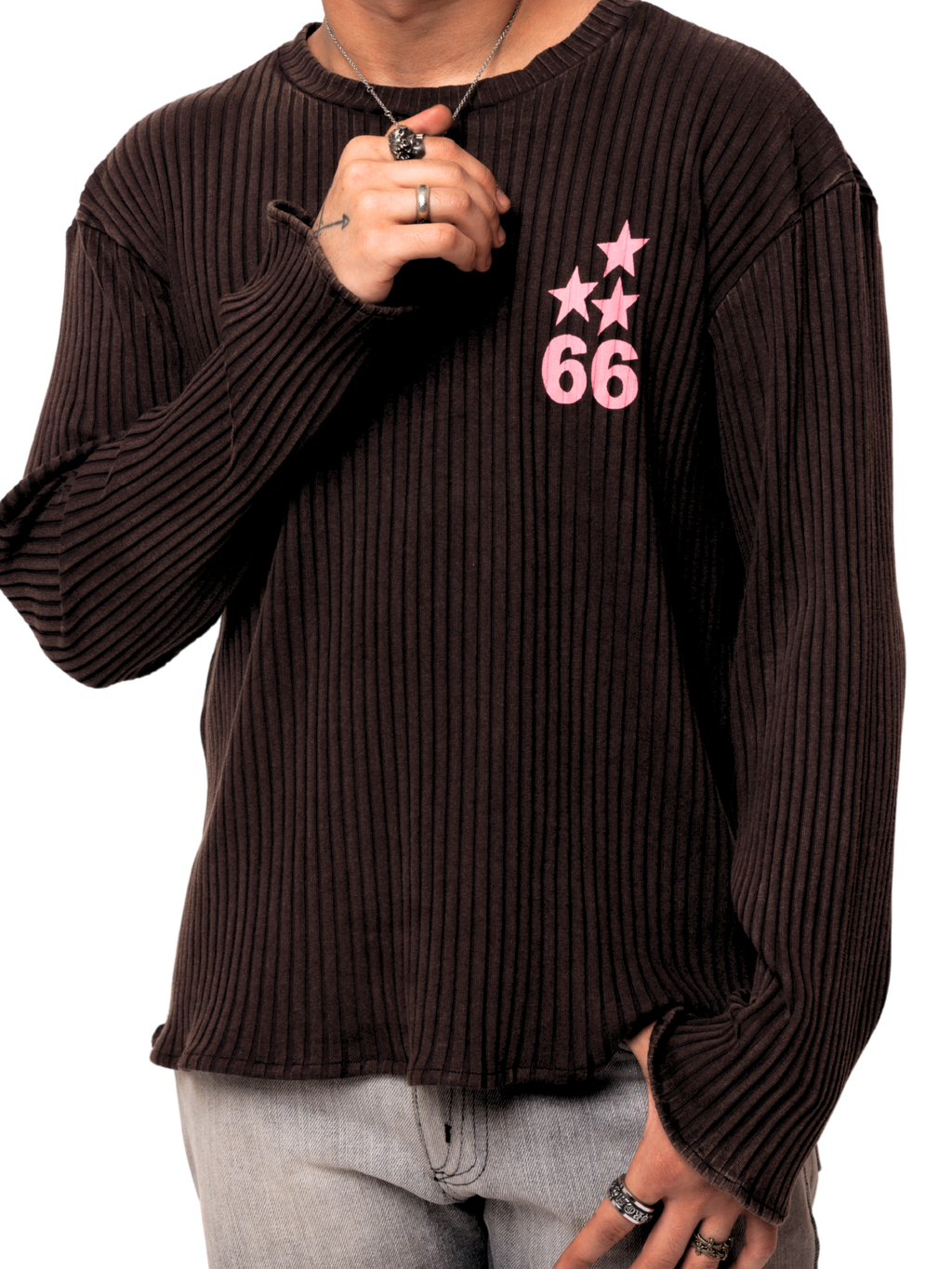 Brown Washed Ribbed Tee - Limited Edition