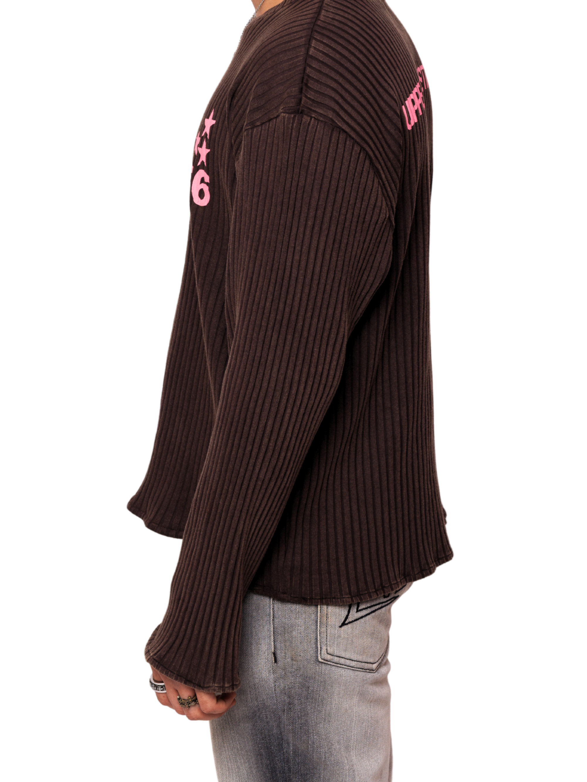 Brown Washed Ribbed Tee - Limited Edition