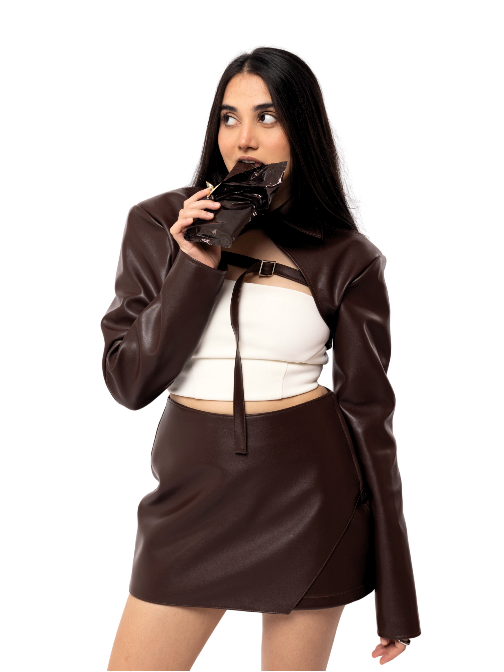 Vintage Brown Tied Cropped Jacket