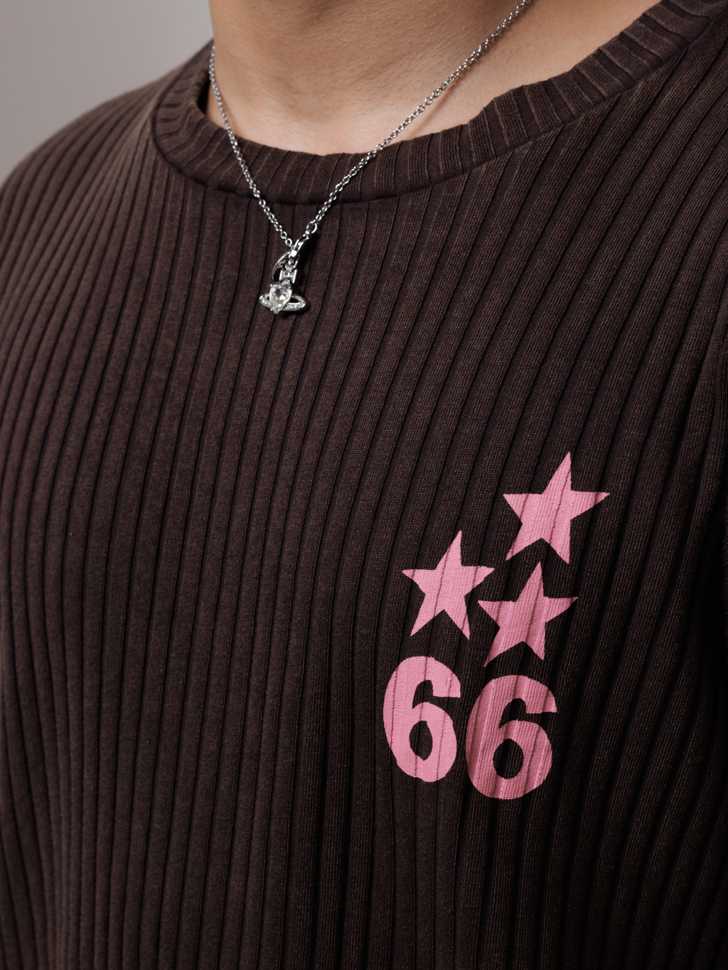 Brown Washed Ribbed Tee - Limited Edition