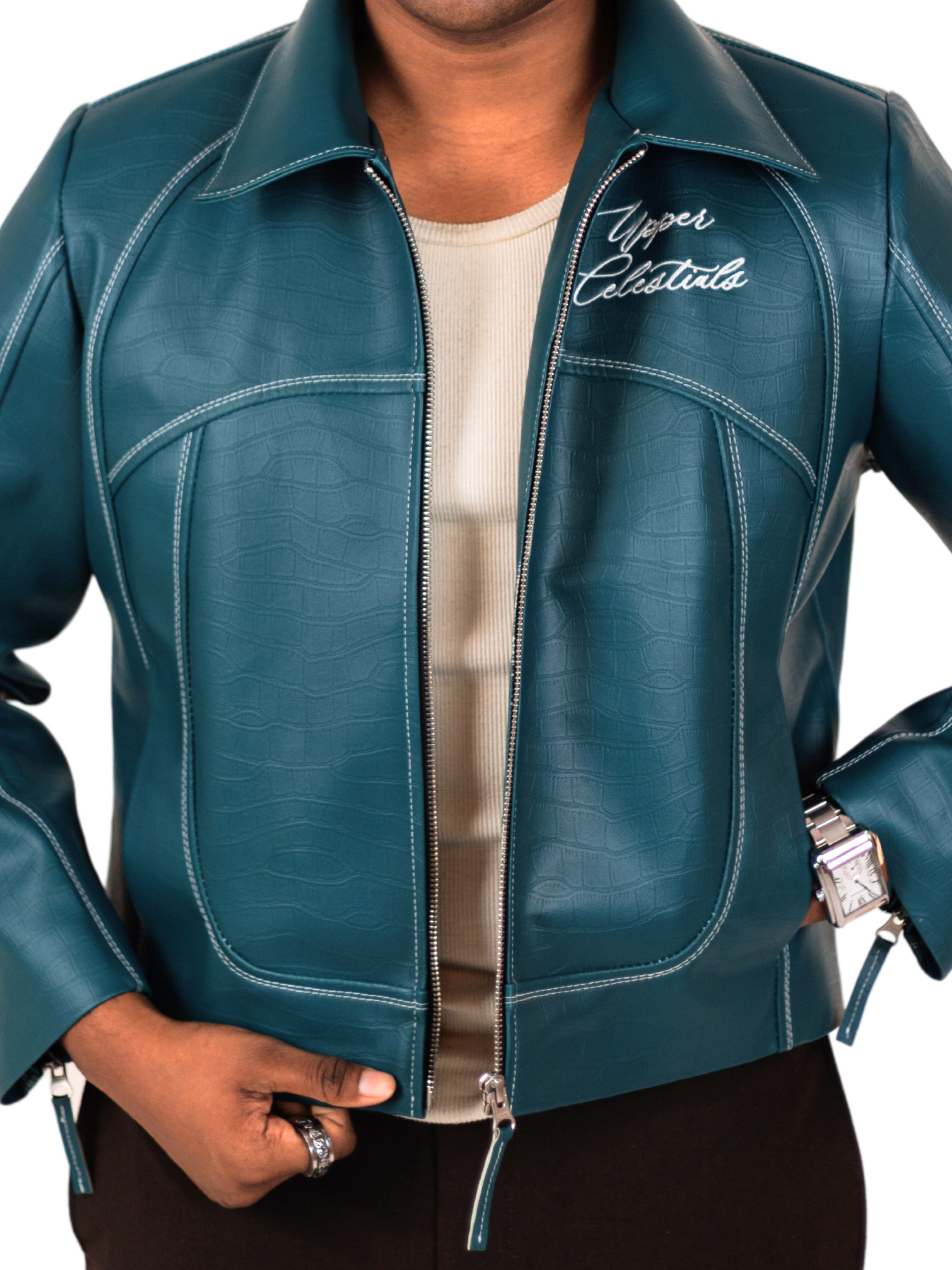 Turquoise Panelled Jacket